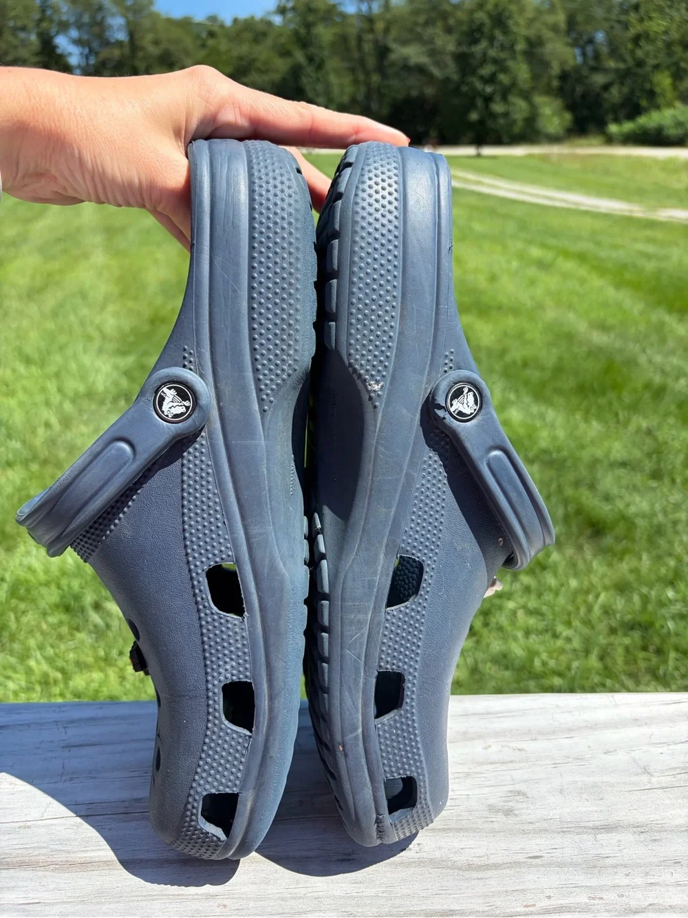Crocs Blue Men’s Size 12 -Adult Classic Clogs With Charms The Office Harry
